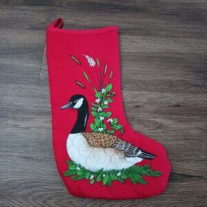 Handmade Quilted Duck Christmas Holiday Stocking Cabin Lodge Country
